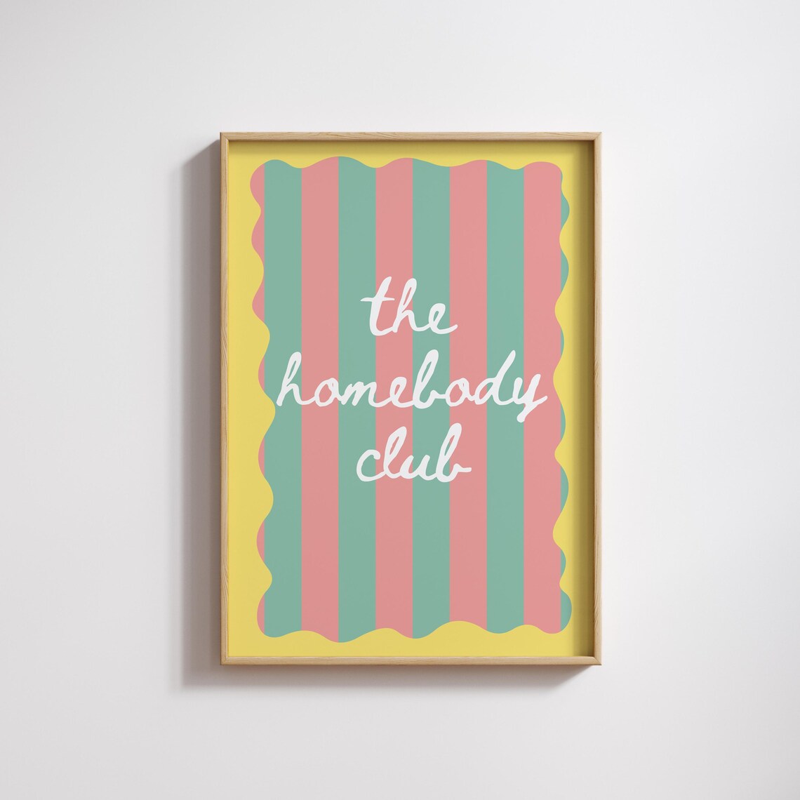 The Homebody Club Print Trendy Poster Art Wavy Wall Decor Preppy Striped Self Care Pastel Dorm Room College Girl 41
