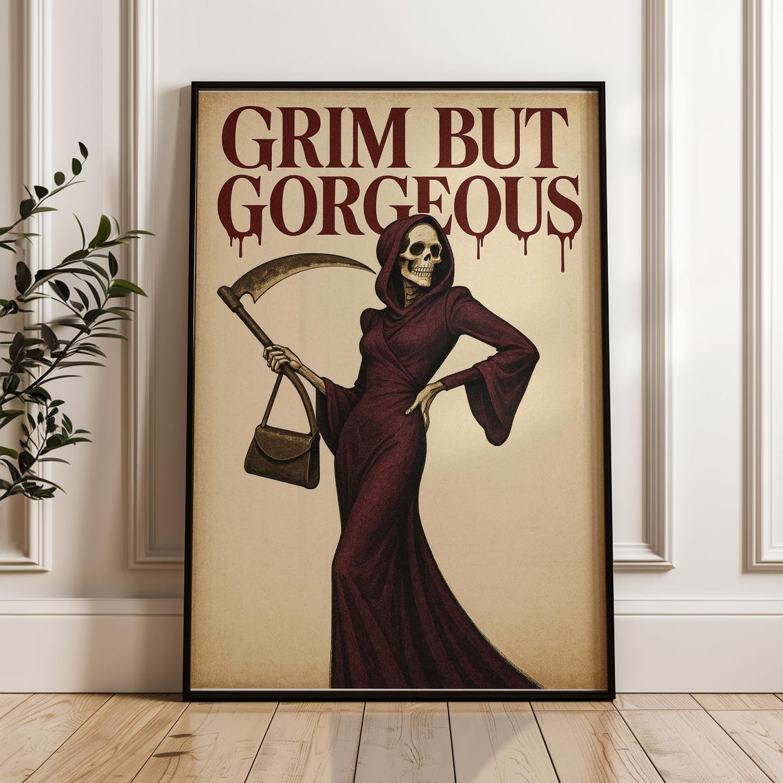 Grim But Gorgeous Fashionable Grim Reaper Halloween Goth Poster