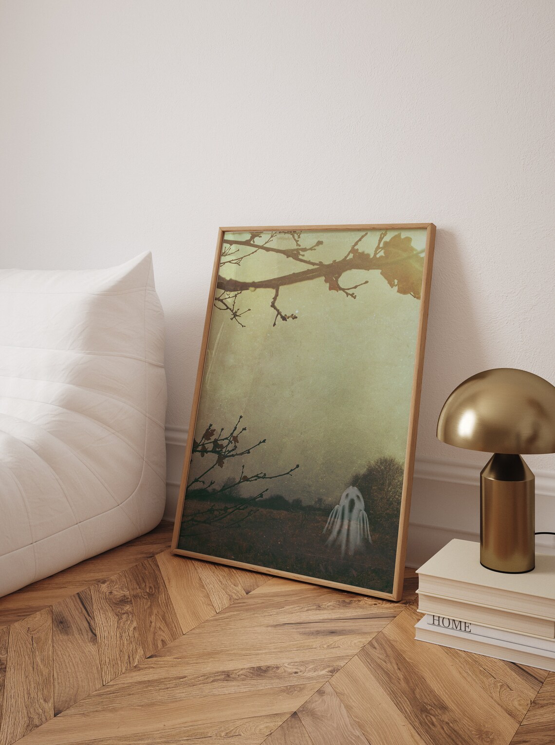 Spooky Sepia Vintage Halloween Ghost Photo in Field Wall Print - Image 2