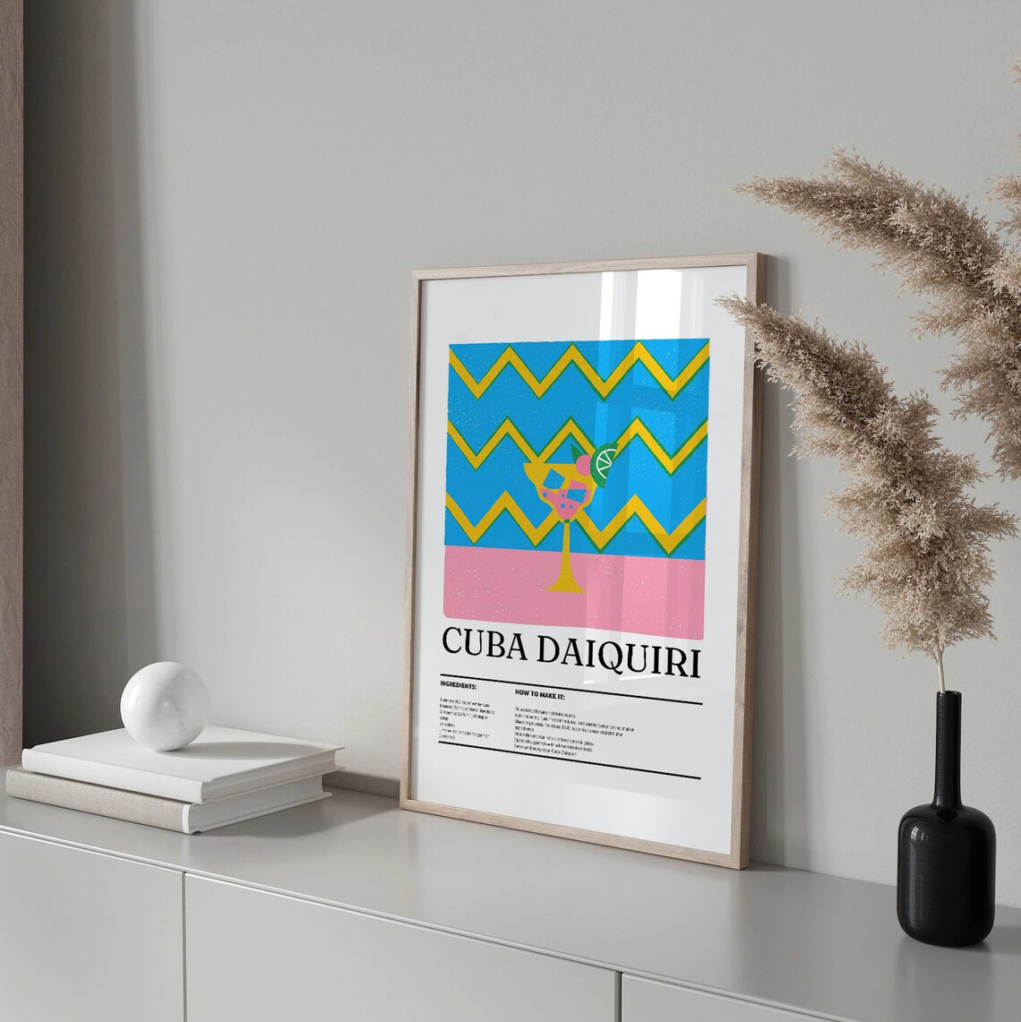 Cuba Daiquiri Cocktail Retro Cocktail Art Print - Image 4