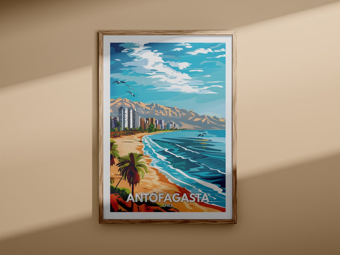 Antofagasta Chile Pacific Beach Mountains Vintage Travel Poster - Image 3