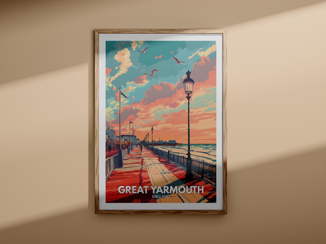 Great Yarmouth England Seaside Pier Sunset Promenade Travel Poster - Image 3