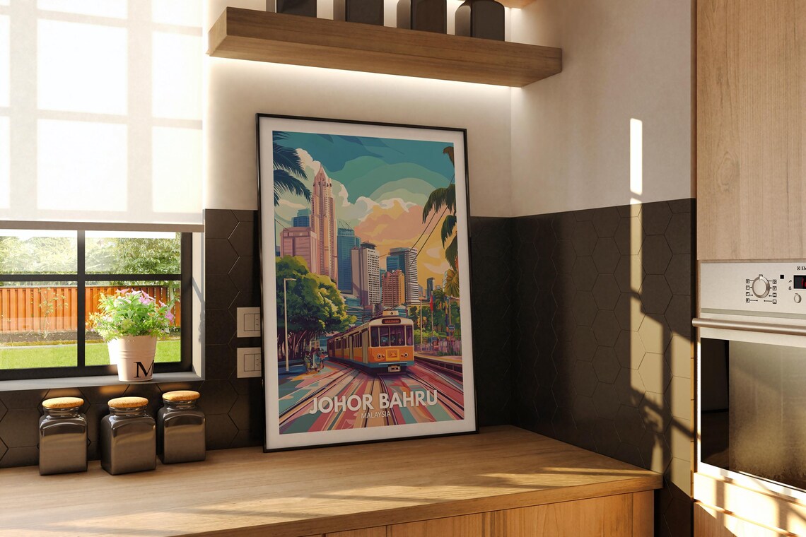 Johor Bahru Print Johor Bahru Travel Poster Malaysia Wall Art Print Malaysia Home Decor Travel Wall Art Decor Unique City Poster - Image 2