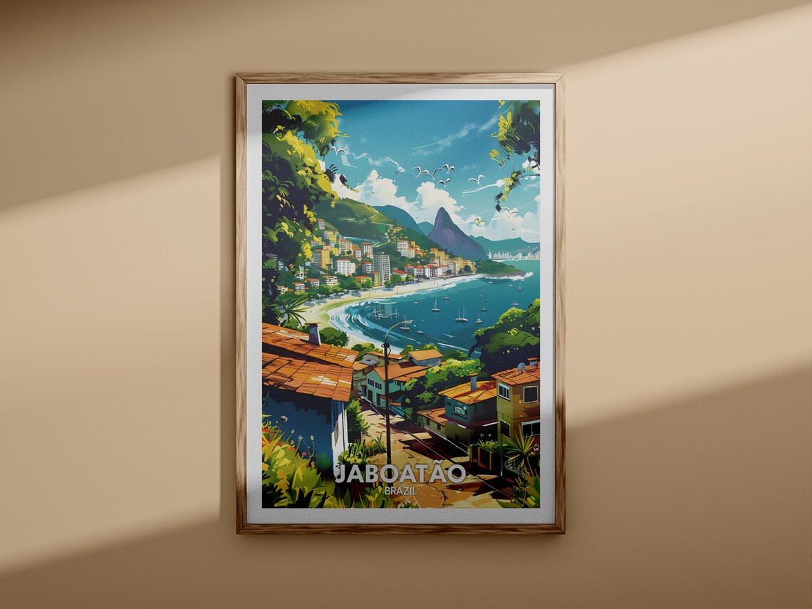 Jaboatao Brazil Tropical Bay Town Coastline Retro Travel Poster - Image 3
