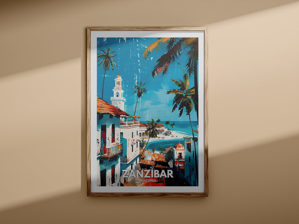 Zanzibar Tanzania Stone Town Beach Palms Island Getaway Travel Poster - Image 3
