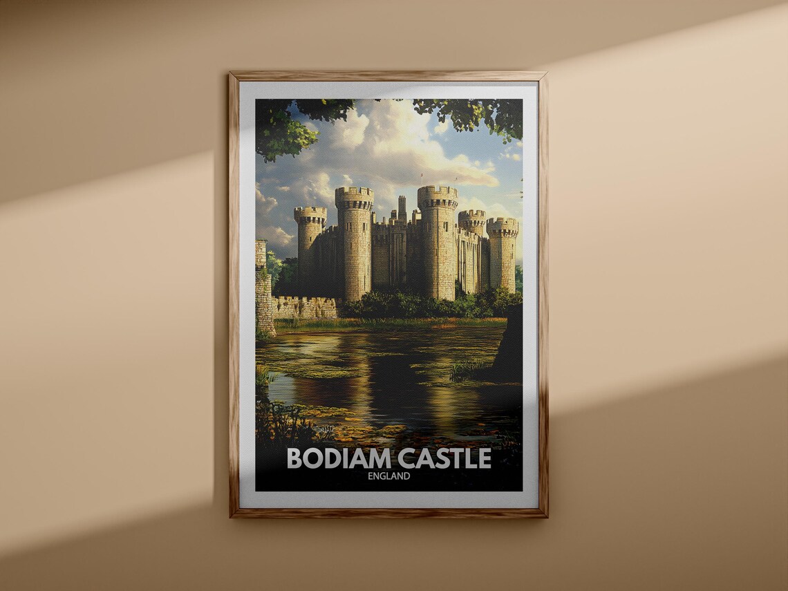 Bodiam Castle England Moat Towers Sunset Reflection Vintage Travel Poster - Image 3