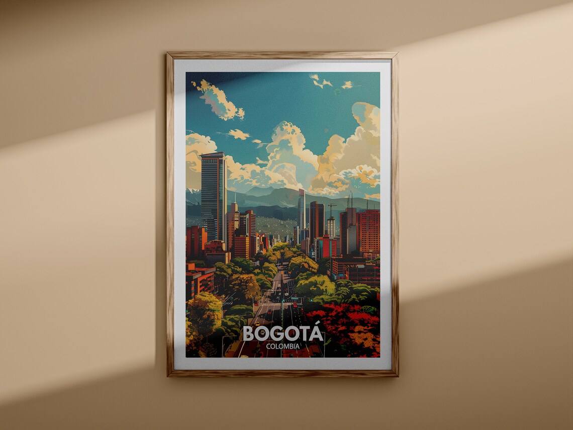 Bogota Colombia City Skyline with Andes Mountains Travel Poster - Image 3
