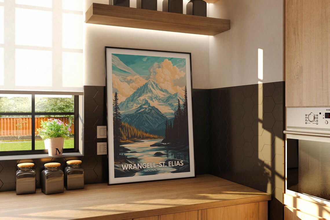 Wrangell St Elias National Park Alaska Snowy Peak Art Poster - Image 2