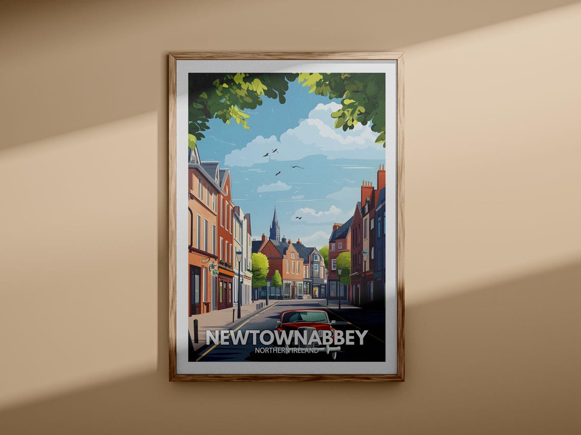 Newtownabbey Print Newtownabbey Travel Poster Northern Ireland Wall Art Print Northern Ireland Home Decor Travel Wall Art Decor - Image 3