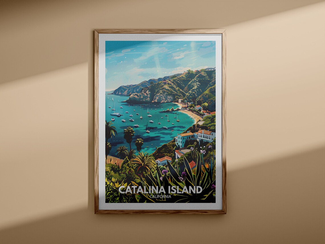 Catalina Island California Bay Sailboats Vintage Travel Poster - Image 3