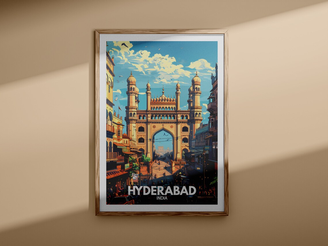 Hyderabad India Charminar Monument Old City Vintage Travel Poster - Image 3