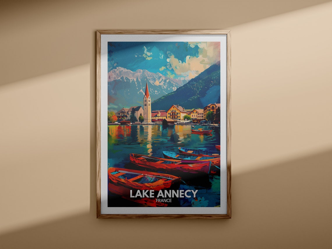 Annecy Art Print Lake Annecy Poster France Lake Art France Travel Poster Nature Prints - Image 3