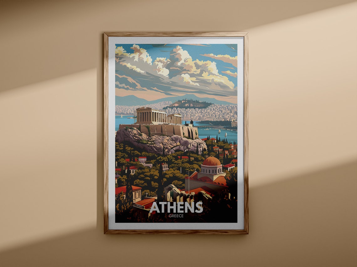 Athens Greece Acropolis Parthenon Ancient Retro Travel Poster - Image 3