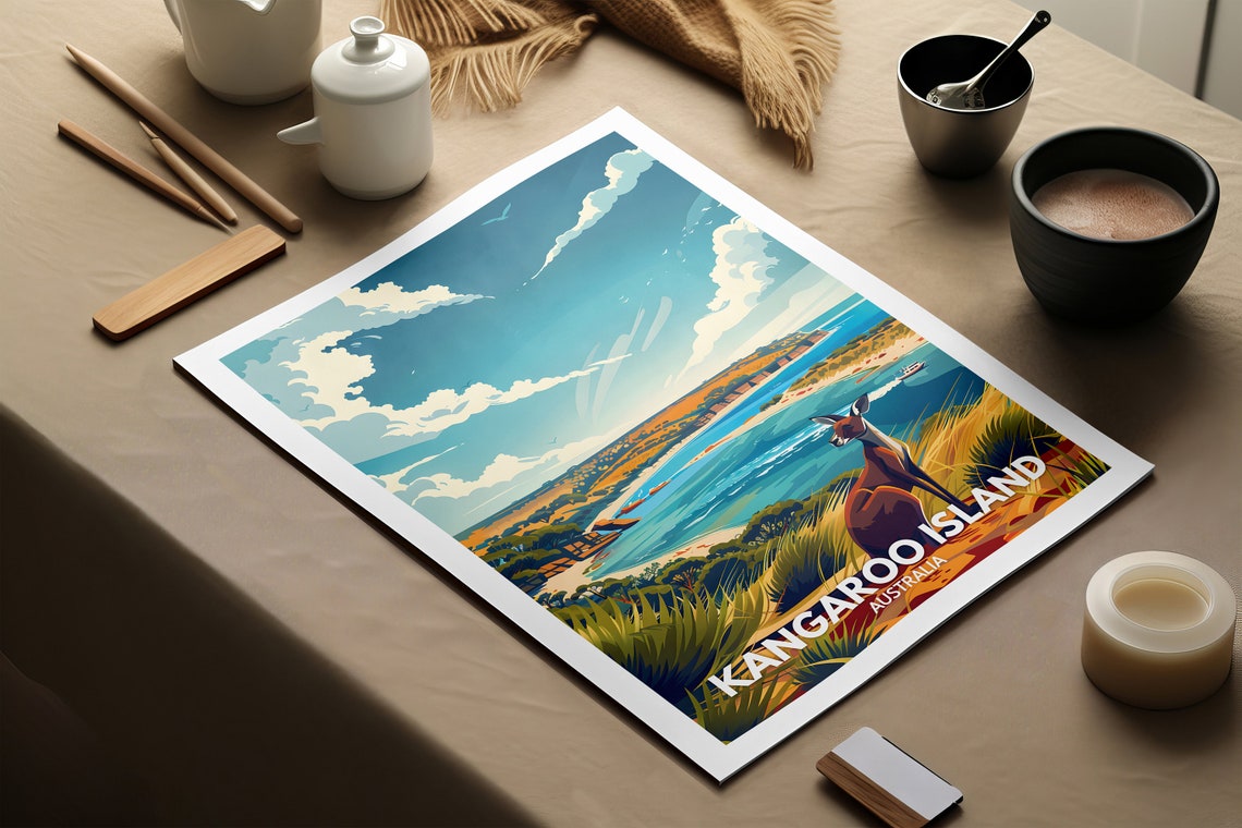 Kangaroo Island Australia Kangaroo Overlook Coastal Bay Travel Poster - Image 2