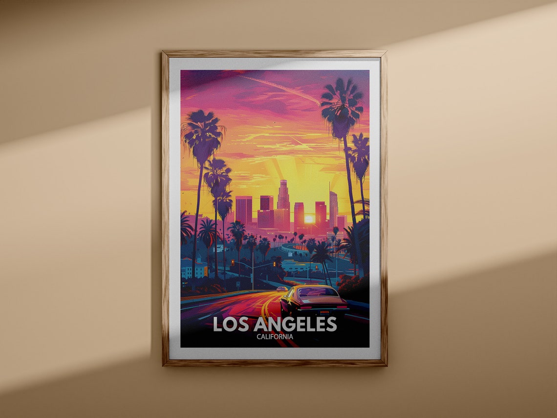 Los Angeles Print Los Angeles Poster California Wall Art Print United States Travel Home Decor Usa City Poster - Image 3