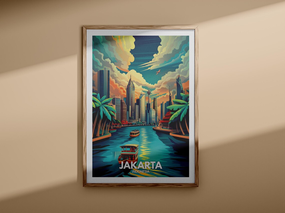 Jakarta Print Jakarta Travel Poster Indonesia Wall Art Print Indonesia Home Decor Travel Wall Art Decor Unique City Poster - Image 3