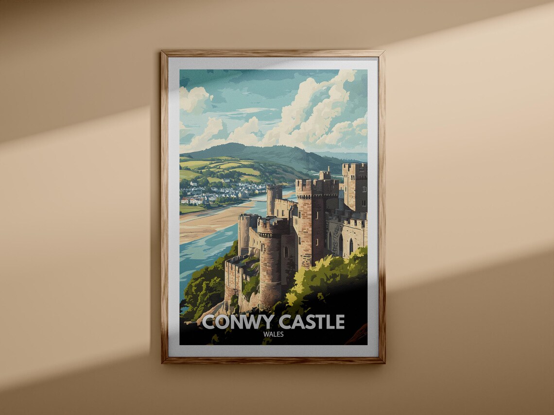 Conwy Castle Print Conwy Castle Travel Poster Wales Wall Art Print Wales Home Decor Travel Wall Art Decor Unique City Poster - Image 3