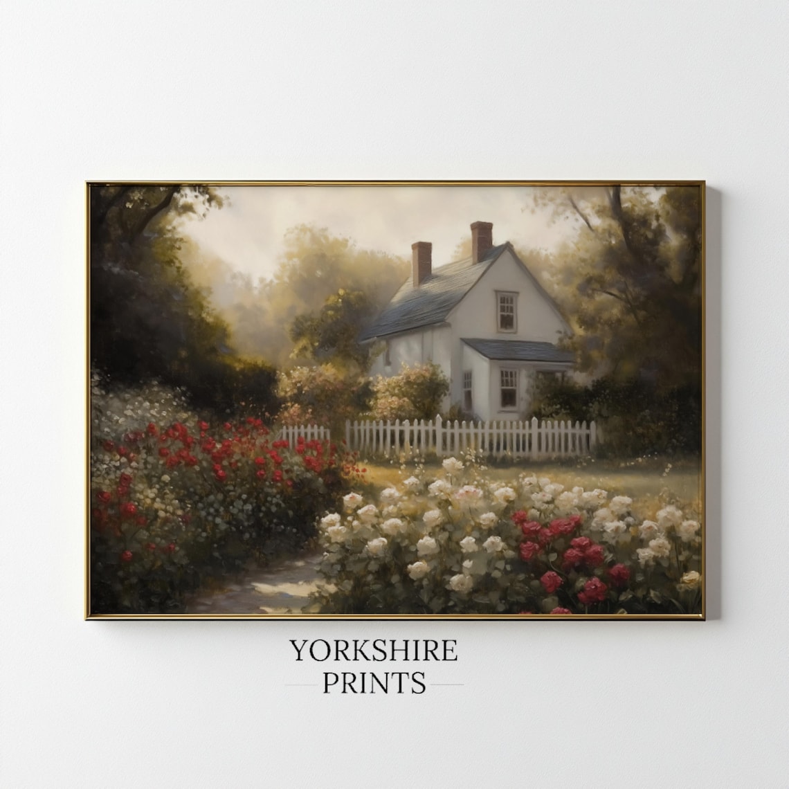 Cottage Rose Garden, Vintage Cottagecore Art Print - Image 2