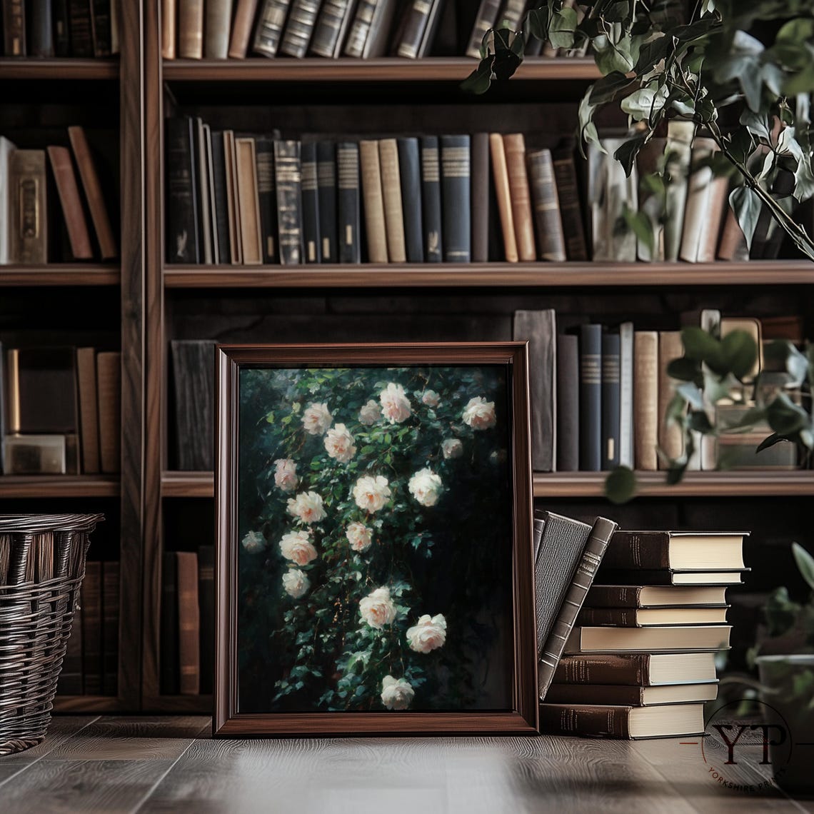 Moody Vintage Flower Print Dark Floral Still Life Oil Painting Vintage Moody Dark Flower Print Dark Academia Botanical Wall Art - Image 3