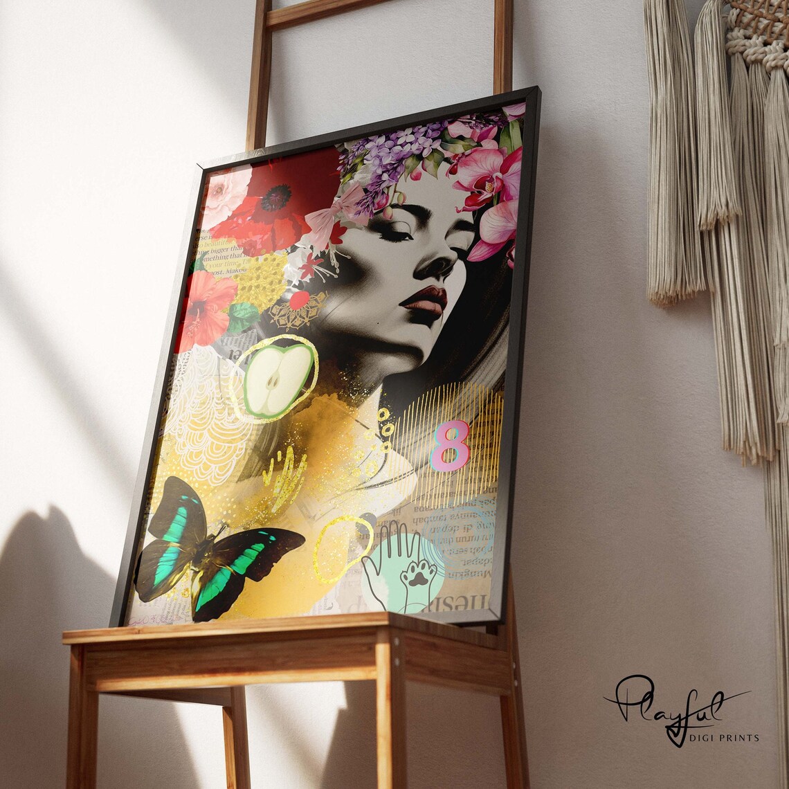 Abstract Floral Collage Woman Portrait Feminist Botanical Art Poster - Image 5