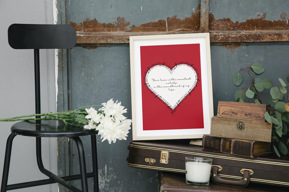 Red Heart Print With Love Message Art Print - Image 3