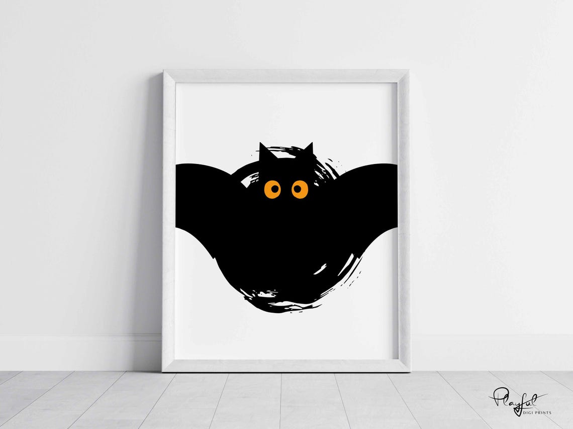 Cute Bat Halloween Wall Decor Minimalist Halloween Decor Cute Autumn Wall Art Spooky Cute Wall Art Halloween Wall Art - Image 4