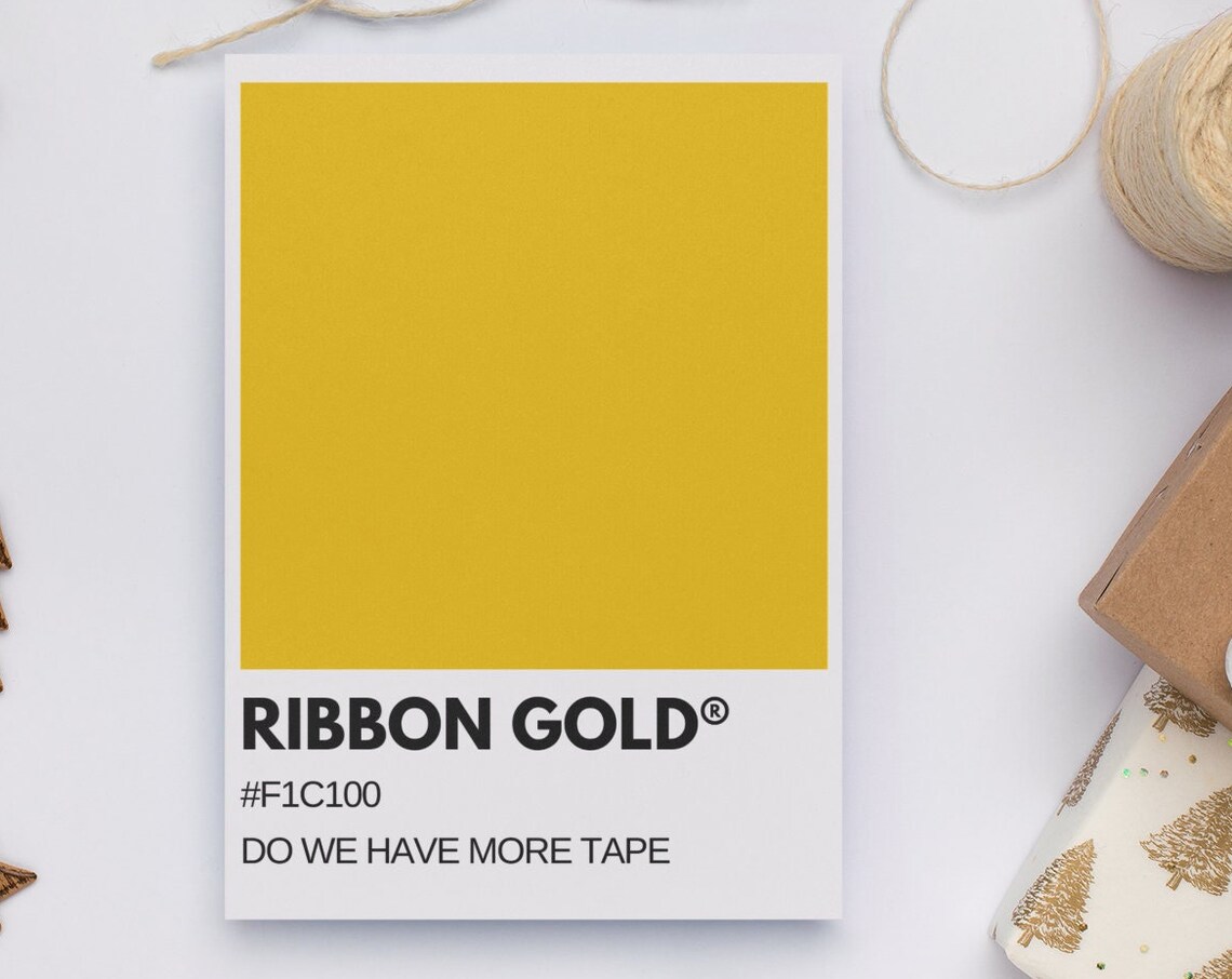 Ribbon Gold Holiday Gift Wrapping Yellow Pantone Style Art Poster