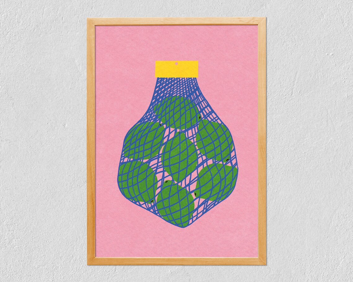 Limes Colorful Fruit Drawing, Illustrated Art Print