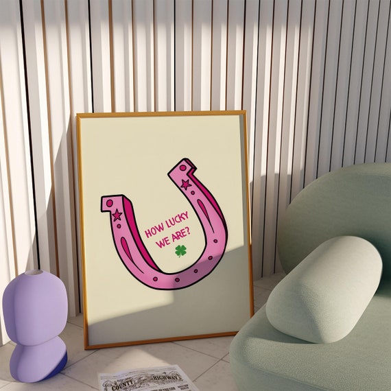How Lucky We Are Beige And Pink Poster Dopamine Poster How Lucky We Are Print Trendy Wall Art Preppy Room Decor