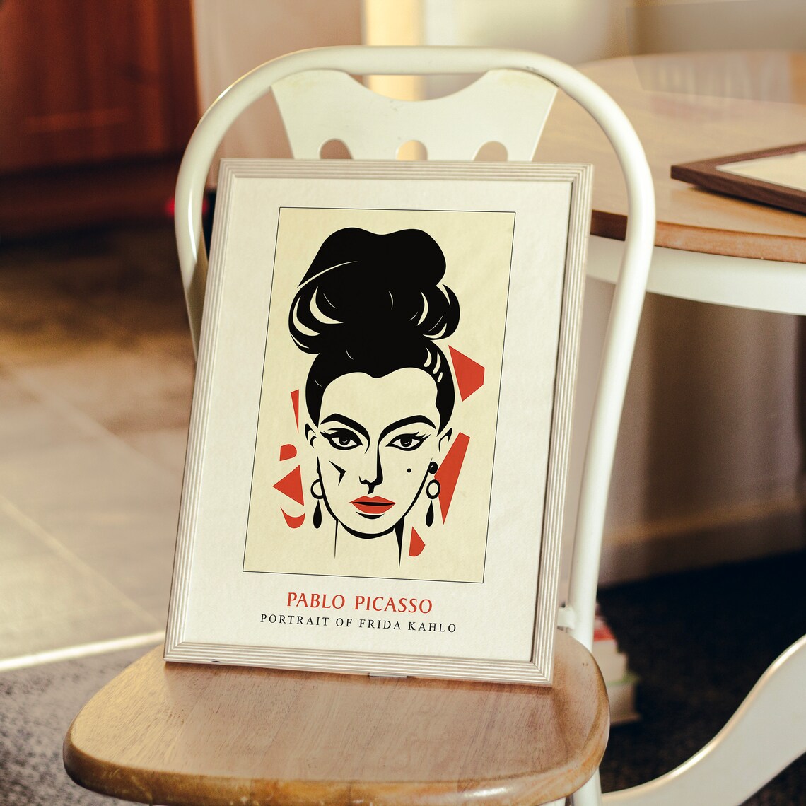 Pablo Picasso Style Frida Kahlo Minimalist Face Line Art Poster - Image 2