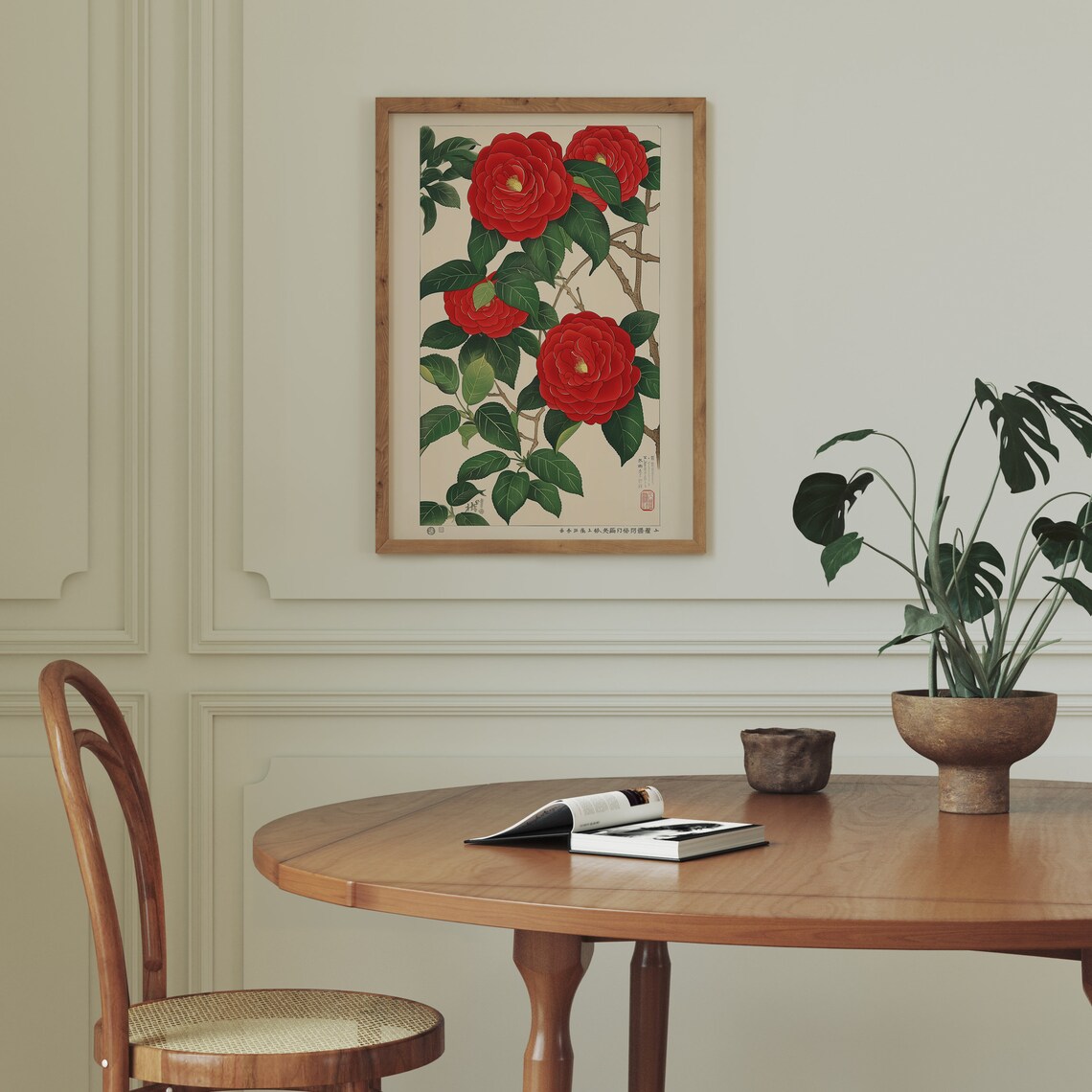 Japanese Red Flowers Poster, Traditional Wall Art Print - Image 2