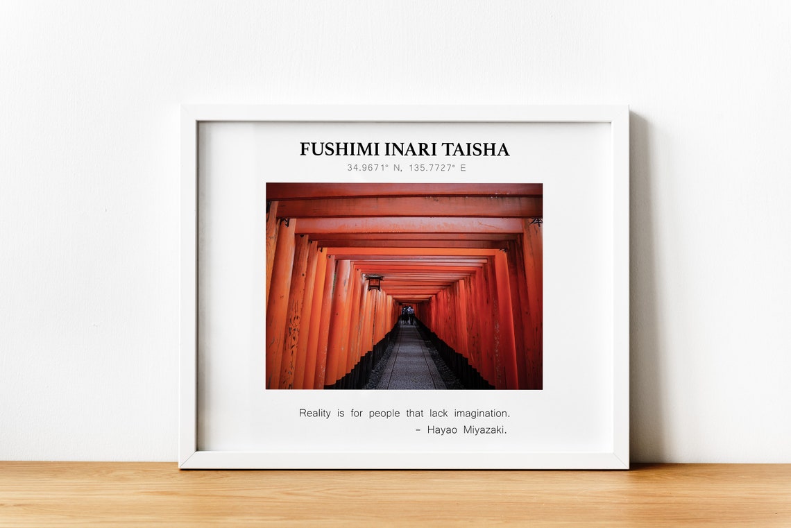 Fushimi Inari Taisha Kyoto Red Torii Gates Tunnel Travel Poster