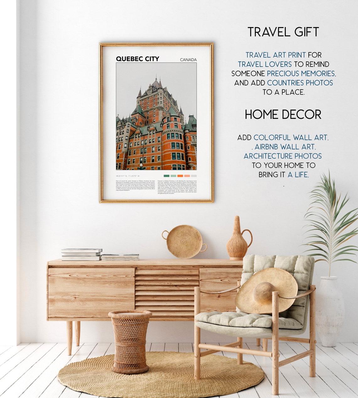 Quebec City Canada Chateau Frontenac Grand Hotel Travel Print - Image 2