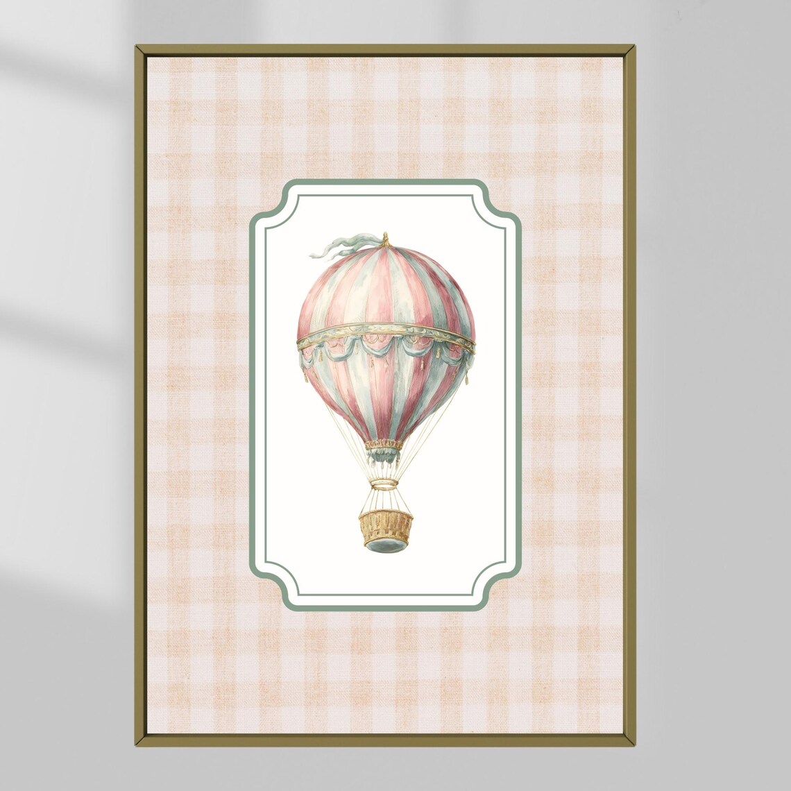 Vintage Hot Air Balloon Travel Art Print, Nursery Decor