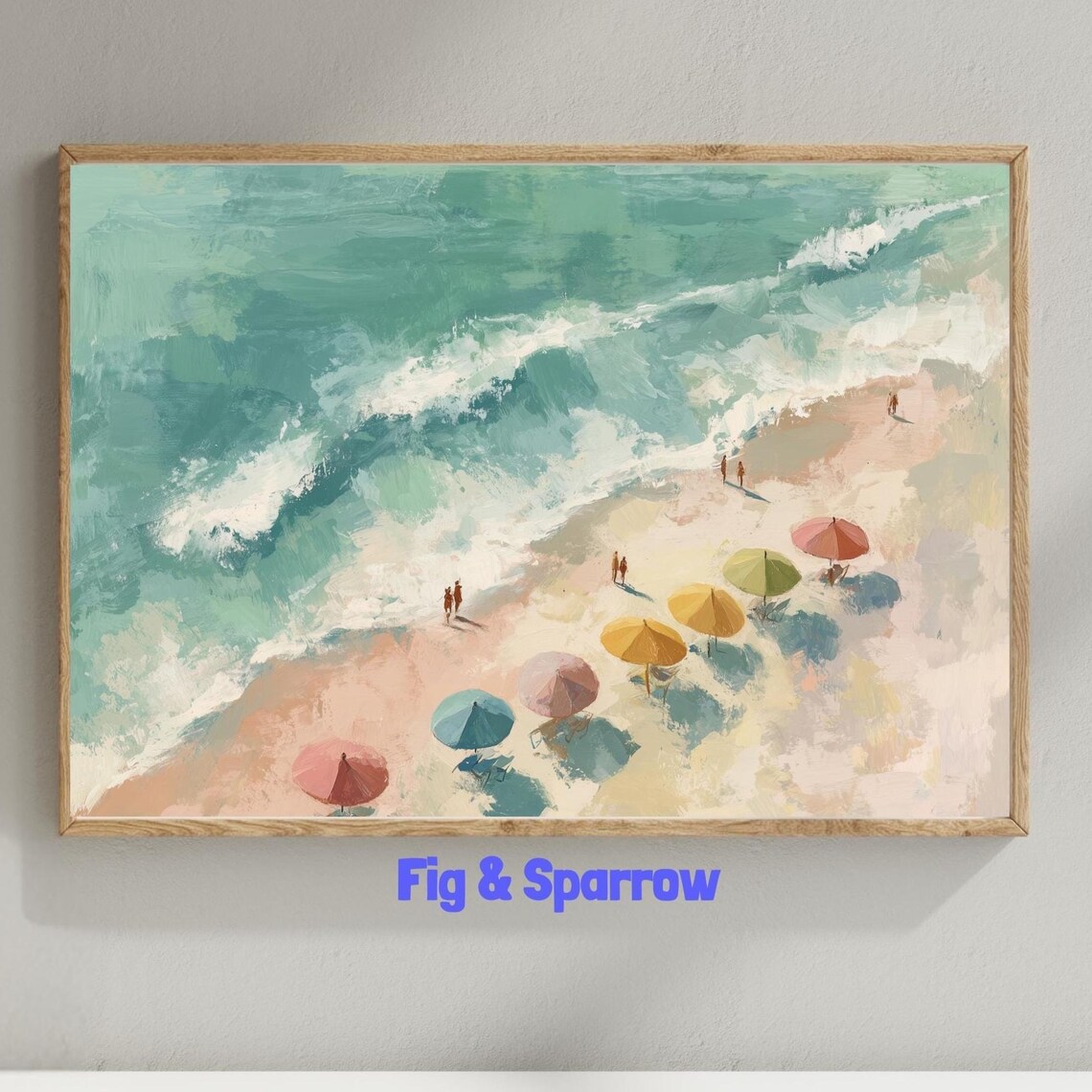 Pastel Beach Umbrella Coastal Summer Art Print