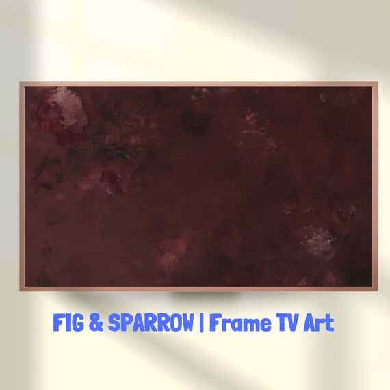 Burgundy Floral Samsung Frame Tv Art Dark Academia