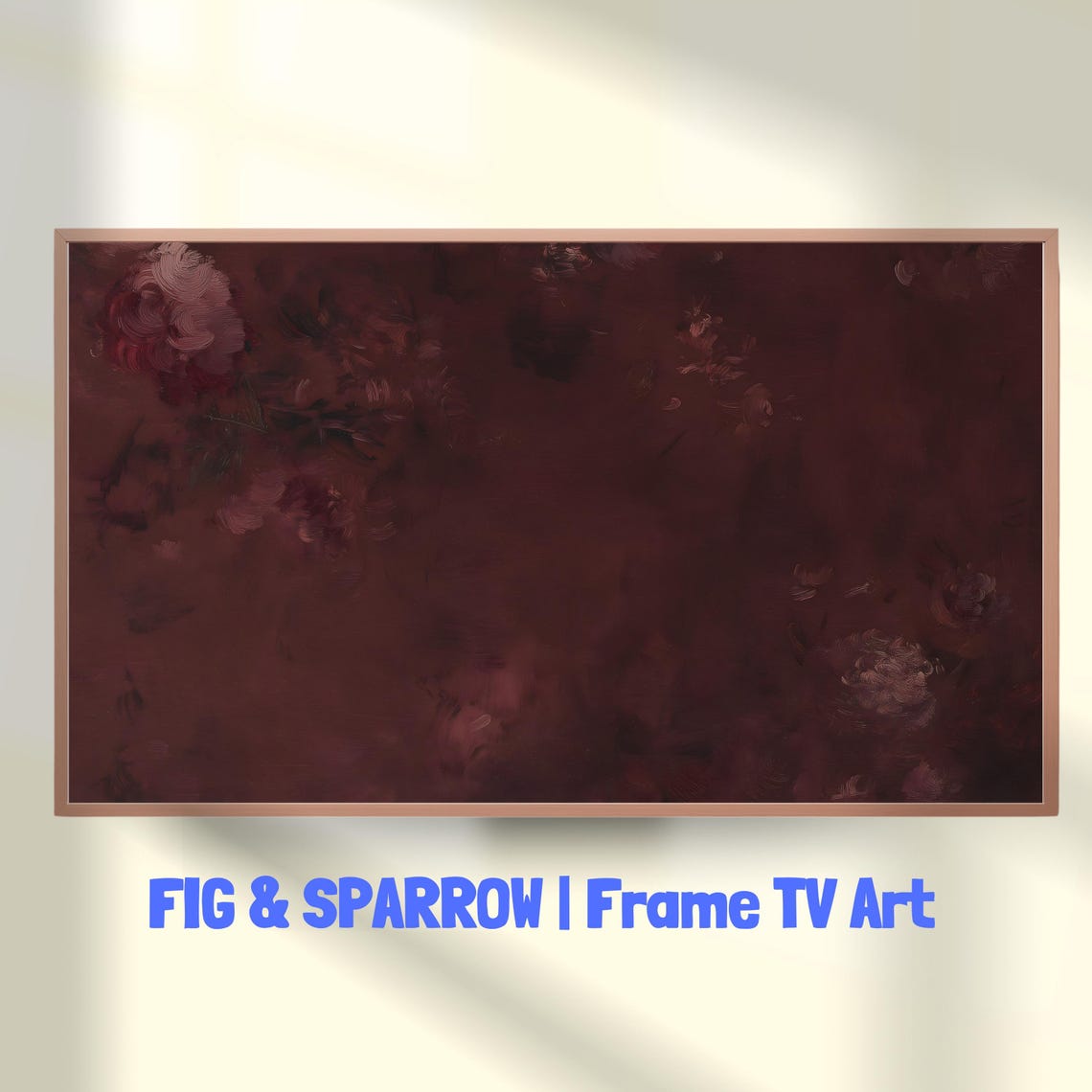 Burgundy Floral Samsung Frame Tv Art Dark Academia
