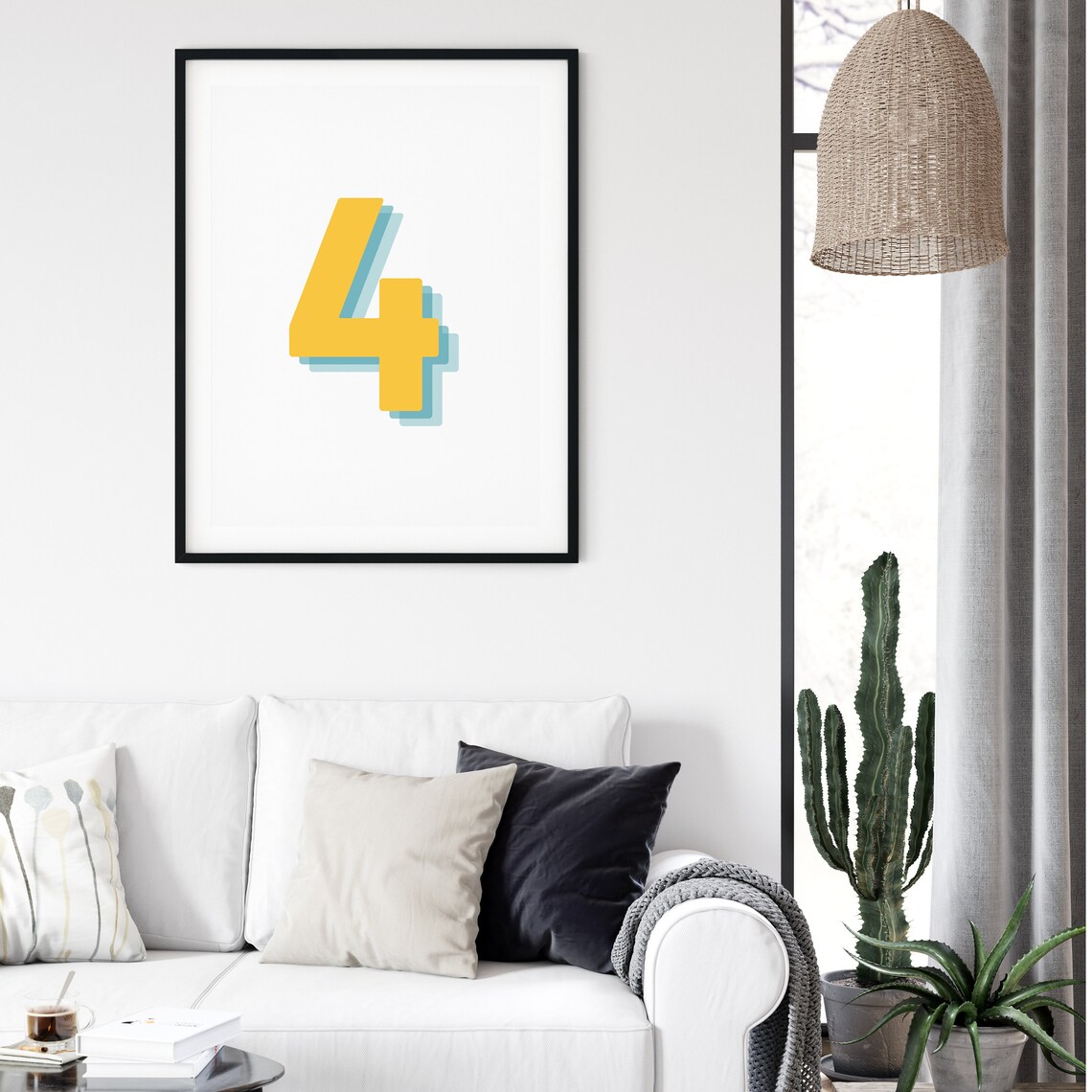 Retro 3D Number 4, Birthday Age Art Print - Image 2