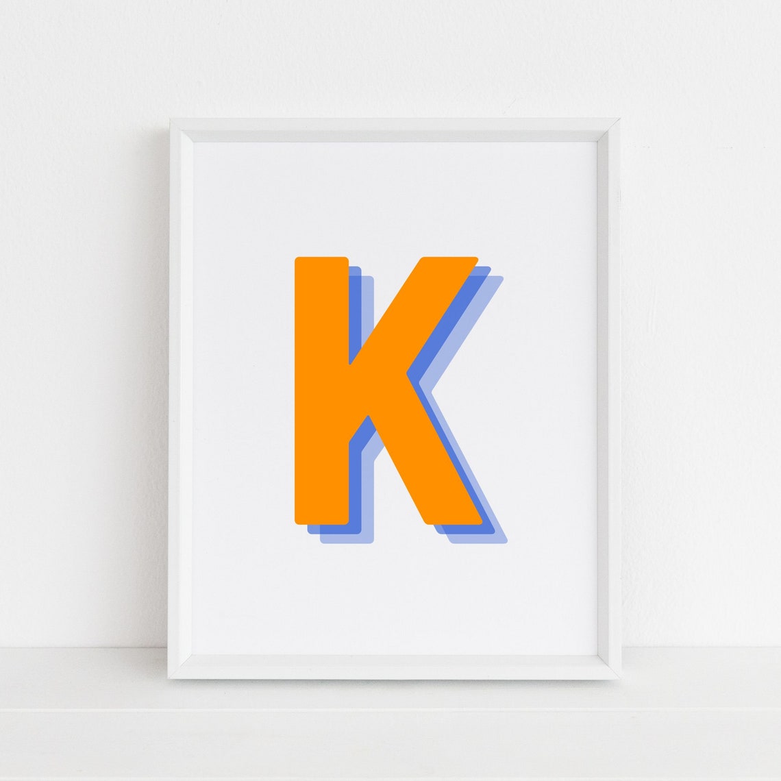 Retro 3D Letter K Poster Print