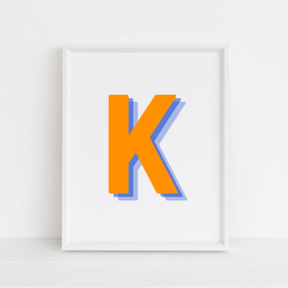 Retro 3D Letter K Poster Print
