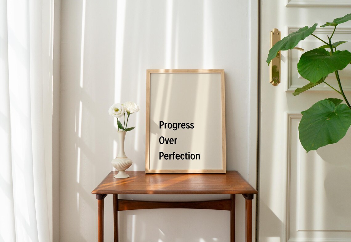 Progress Over Perfection Black Motivational Quote Wall Decor Poster - Image 5