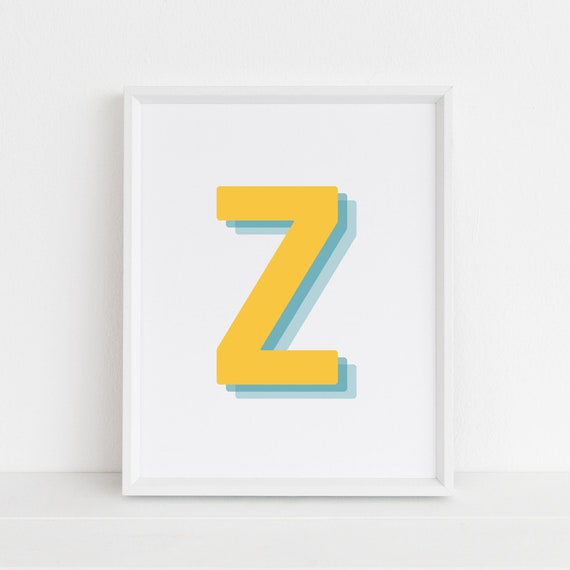 Retro 3D Z Letter Monogram, Alphabet Print
