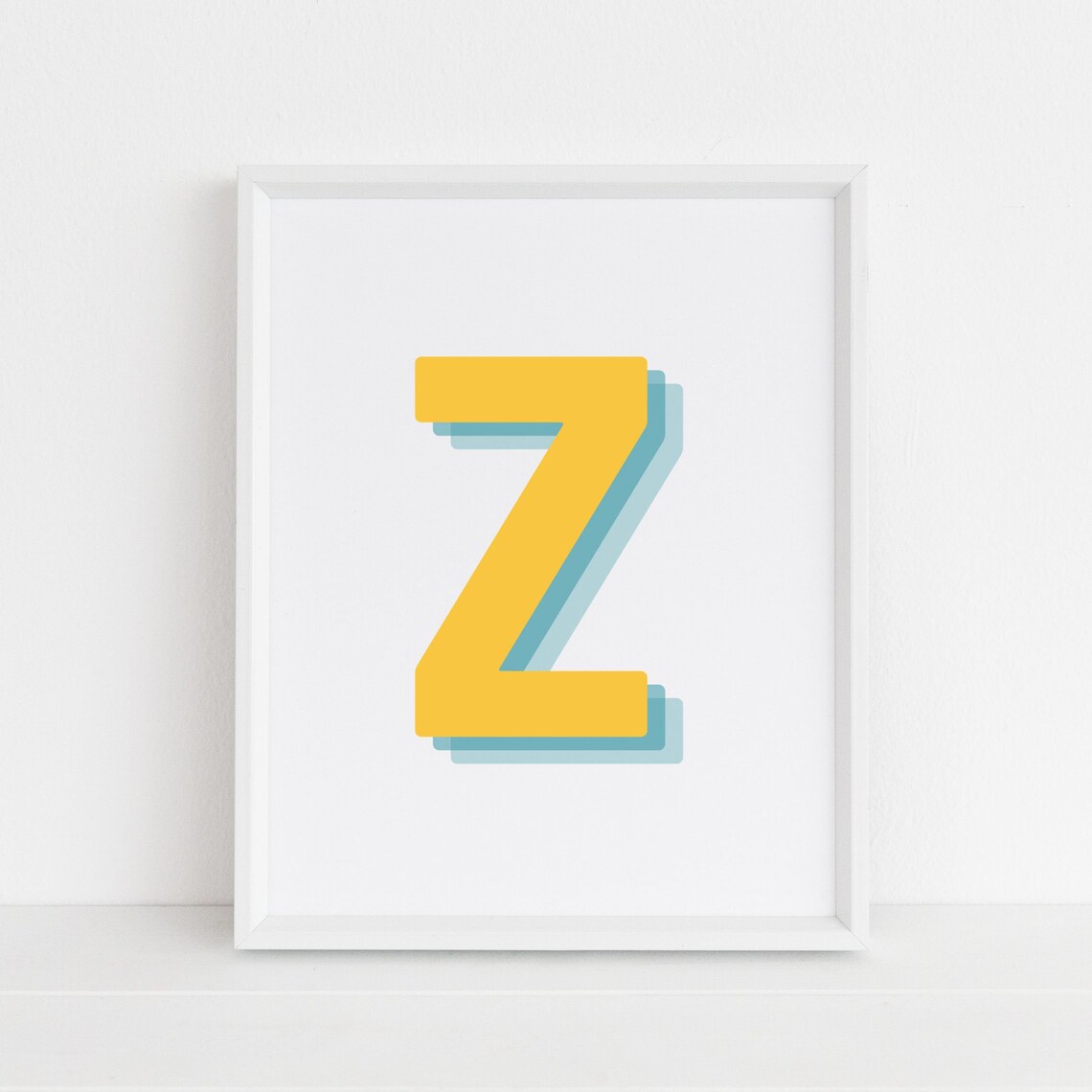 Retro 3D Z Letter Monogram, Alphabet Print
