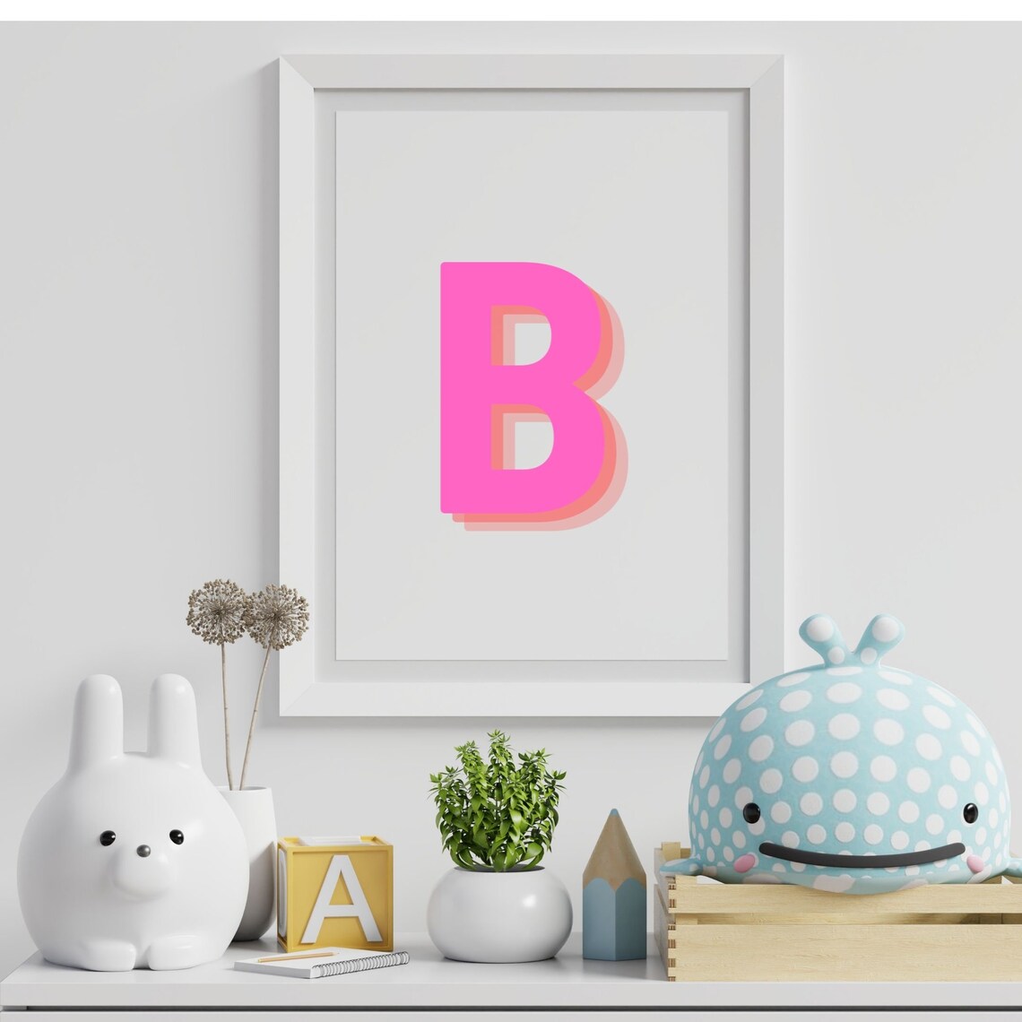 Retro 3D Letter B Art Print, Monogram Alphabet - Image 5