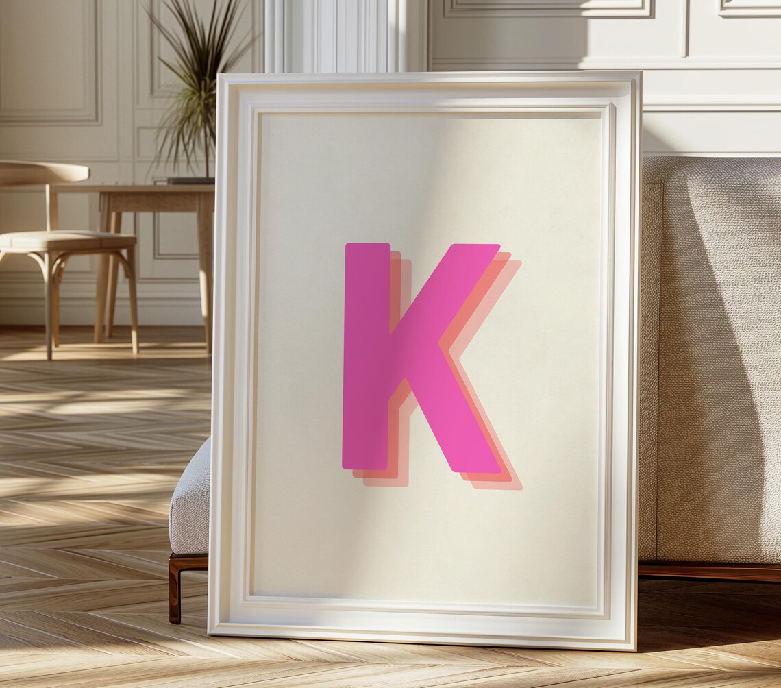 Retro 3D Letter K Poster, Baby Letter Art - Image 4
