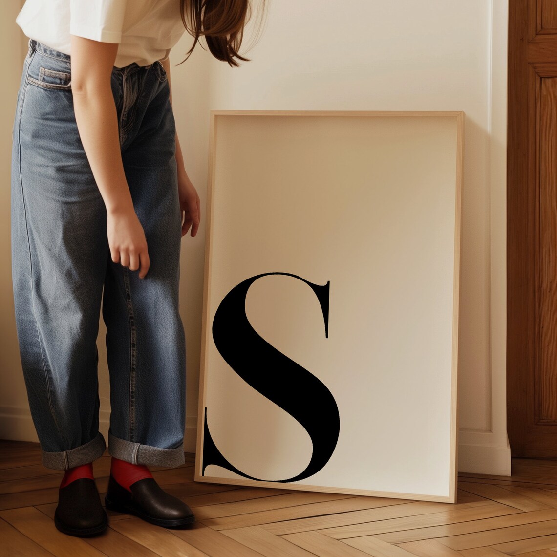 Minimalist Letter S Monogram Poster, Nursery Decor - Image 3