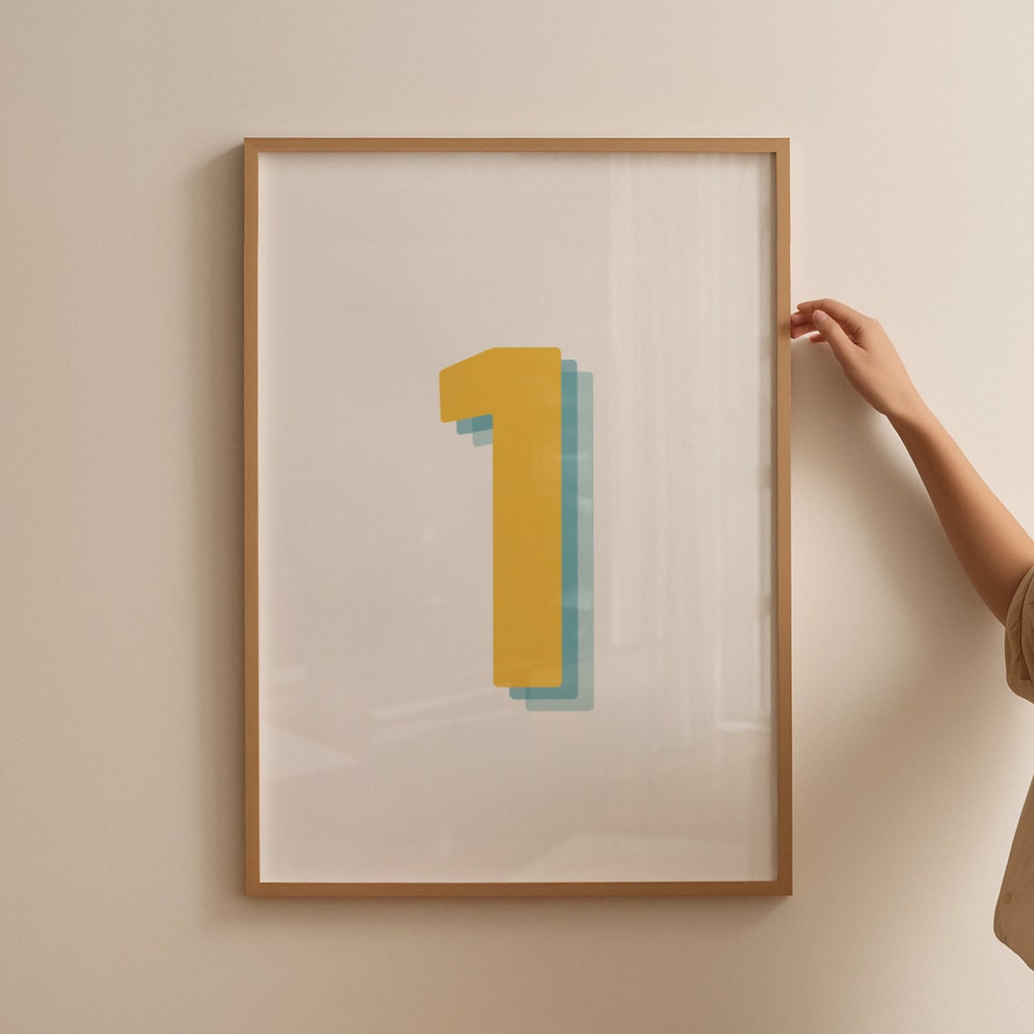Retro Yellow Number 1 Art Print, Monogram Digit - Image 5