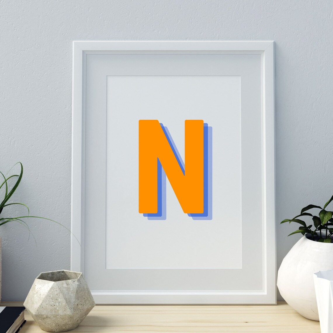 Retro 3D Letter N Monogram, Baby Letter Art Print - Image 4