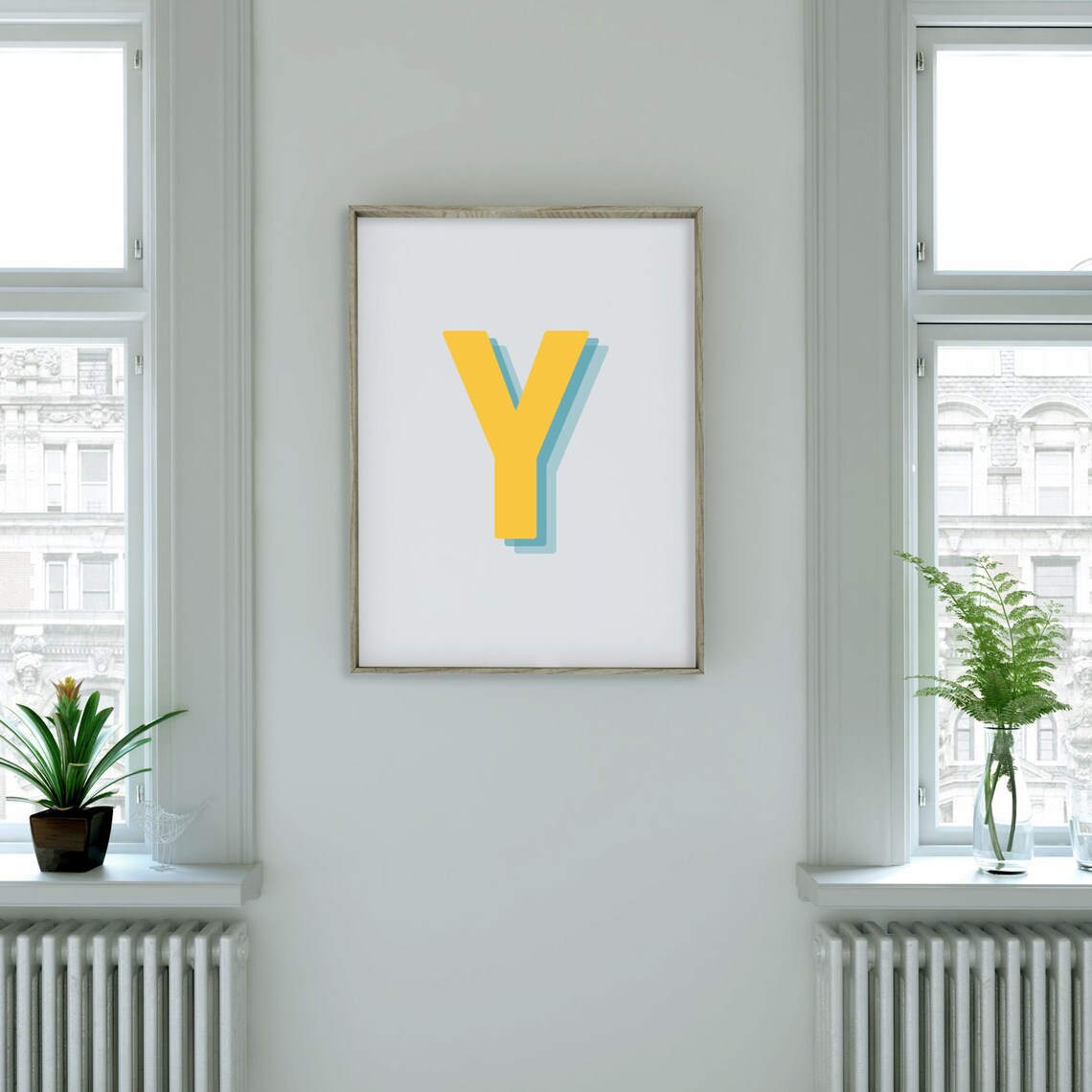 Retro 3D Y Letter Monogram Print, Baby Initial - Image 3