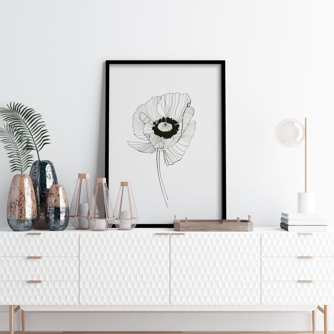 Poppy Line Art, Minimalist Flower Art Print - Image 2